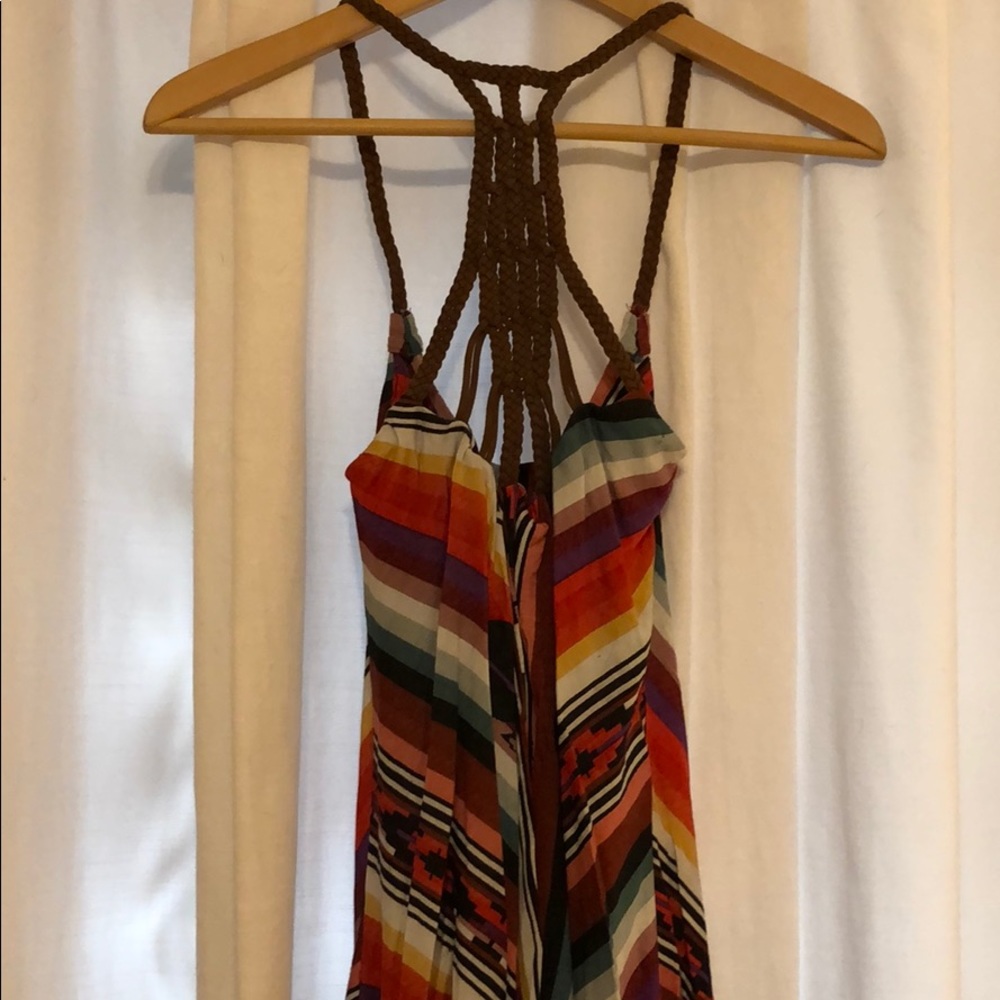 Multicolored leather detail festival top